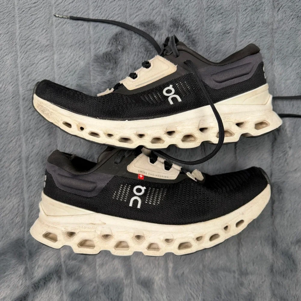 On Cloudmonster Womens Running Shoes Black White 3WD30121157 US 8